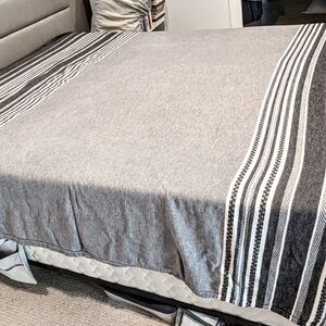Renewed Mariposa Supersoft Organic Cotton Blanket Full/Queen Grey Stripe